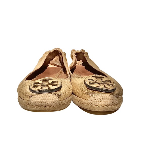 Tory Burch Reva Metallic Gold Leather Espadrilles - Picture 7 of 8